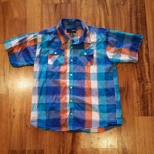 Hurley plaid button down shirt size XL.